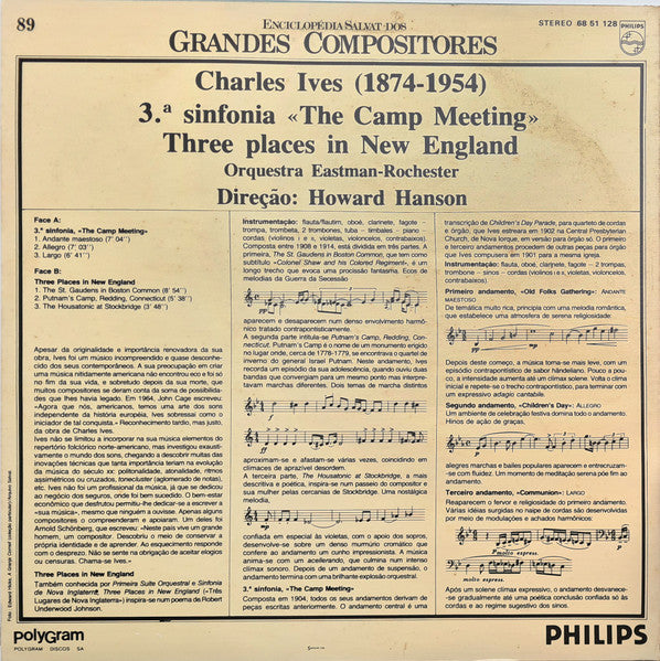 Charles Ives - Eastman-Rochester Orchestra, Howard Hanson - 3.ª Sinfonia «The Camp Meeting» / Three Places In New England